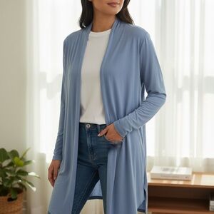 Chris & Carol Light Blue Open Front Cardigan